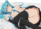 Miku pulls her panties down