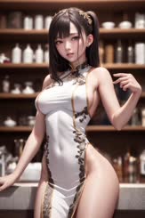 a very pretty asian girl with a very small breast
