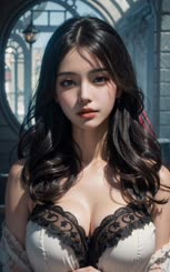 a woman with long hair wearing a bra 
