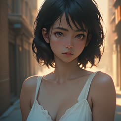 a woman with short hair wearing a white top