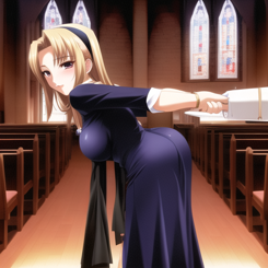 pervert grandma  years old Jerking off wet pussy in the church photorealistic 