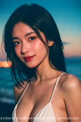 a close up of a person wearing a bikini 