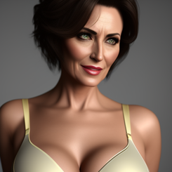 exhausted short hair milf  wearing lingerie  deviantart hyper realistic 