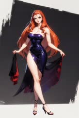 a female character is standing in a dark room
