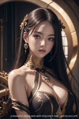 a beautiful young lady with long black hair . 