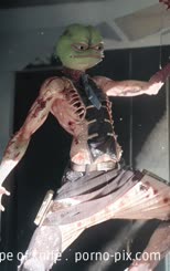 a dead body is shown with some type of knife . 