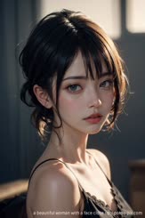 a beautiful woman with a face close up . 
