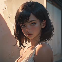 a beautiful woman with a black hair and a white dress