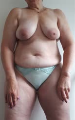 Shy granny Sally yrs in her new green bra and panties -  Pics ...