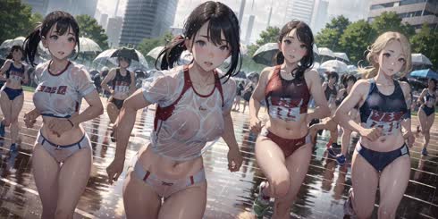 two women in bikinis are walking in the water
