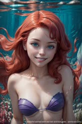 a beautiful woman with red hair and blue eyes . 
