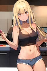 a woman in a bra is holding a pen