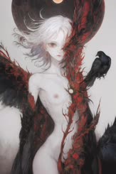 a painting of a woman with wings and a bird