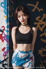 a young woman posing for a picture wearing a black top . 
