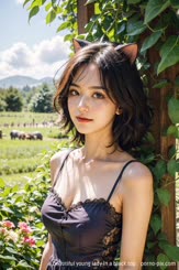 a beautiful young lady in a black top . 