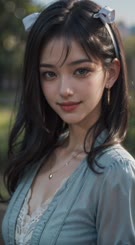 a beautiful young lady with long black hair