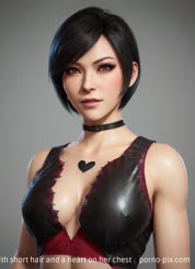 a beautiful young woman with short hair and a heart on her chest . 