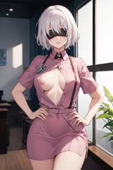 Naked Anime Girl with Pink Dress and Tie