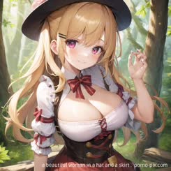 a beautiful woman in a hat and a skirt . 