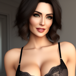 wanting short hair milf  wearing lingerie  Photorealistic 