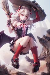 a woman in a costume holding a umbrella
