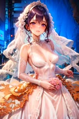 a bride in a wedding dress holding a bouquet of flowers