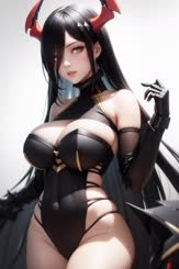 a beautiful woman wearing a black and gold costume