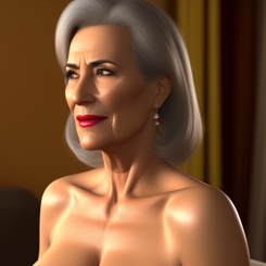 turned on hot mature woman  years old face after good sex  Photorealistic 
