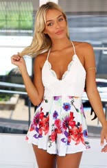 Blonde Babe in a Floral Bikini