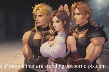 a group of people that are standing up 