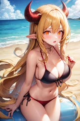 a beautiful blond haired woman wearing a black bikini