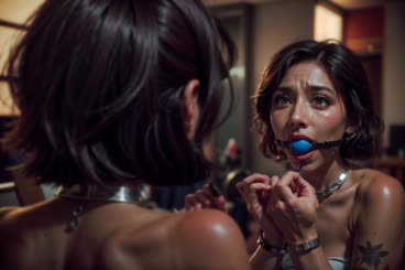 a woman is holding a razor and a lipstick