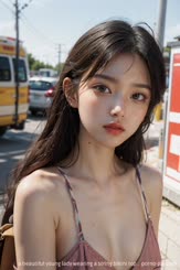 a beautiful young lady wearing a string bikini top . 