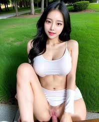 arafed asian woman in white top sitting on a bench