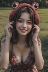 a beautiful woman with a hat on her head
