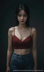 a beautiful young lady in a red top . 