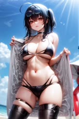 a woman wearing a black bikini standing in a bikini
