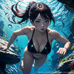 a woman swimming in a body of water 