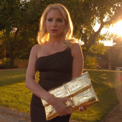 full body  naughtyCarmela Clutch  at movie scene  highly detailed  golden hour  