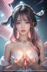 a beautiful young woman holding a light in her hand . 