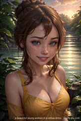 a beautiful young woman in a yellow dress . 