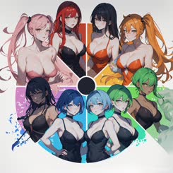 a group of women standing next to each other . 