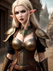 a beautiful blond haired woman wearing a costume