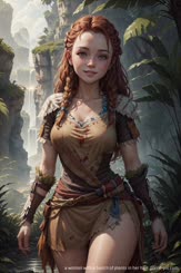 a woman with a bunch of plants in her hair 