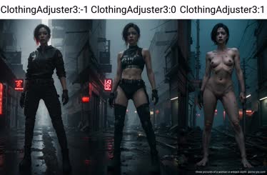 three pictures of a woman in a black outfit 