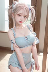 a very cute young girl with long hair and big breasts