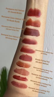 Lip tint swatches on medium skin