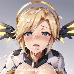 a very cute anime girl with blonde hair . 