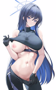 Revealing that she's not wearing bra and pantsu