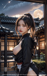 a beautiful asian woman with a short haircut and long black hair . 
